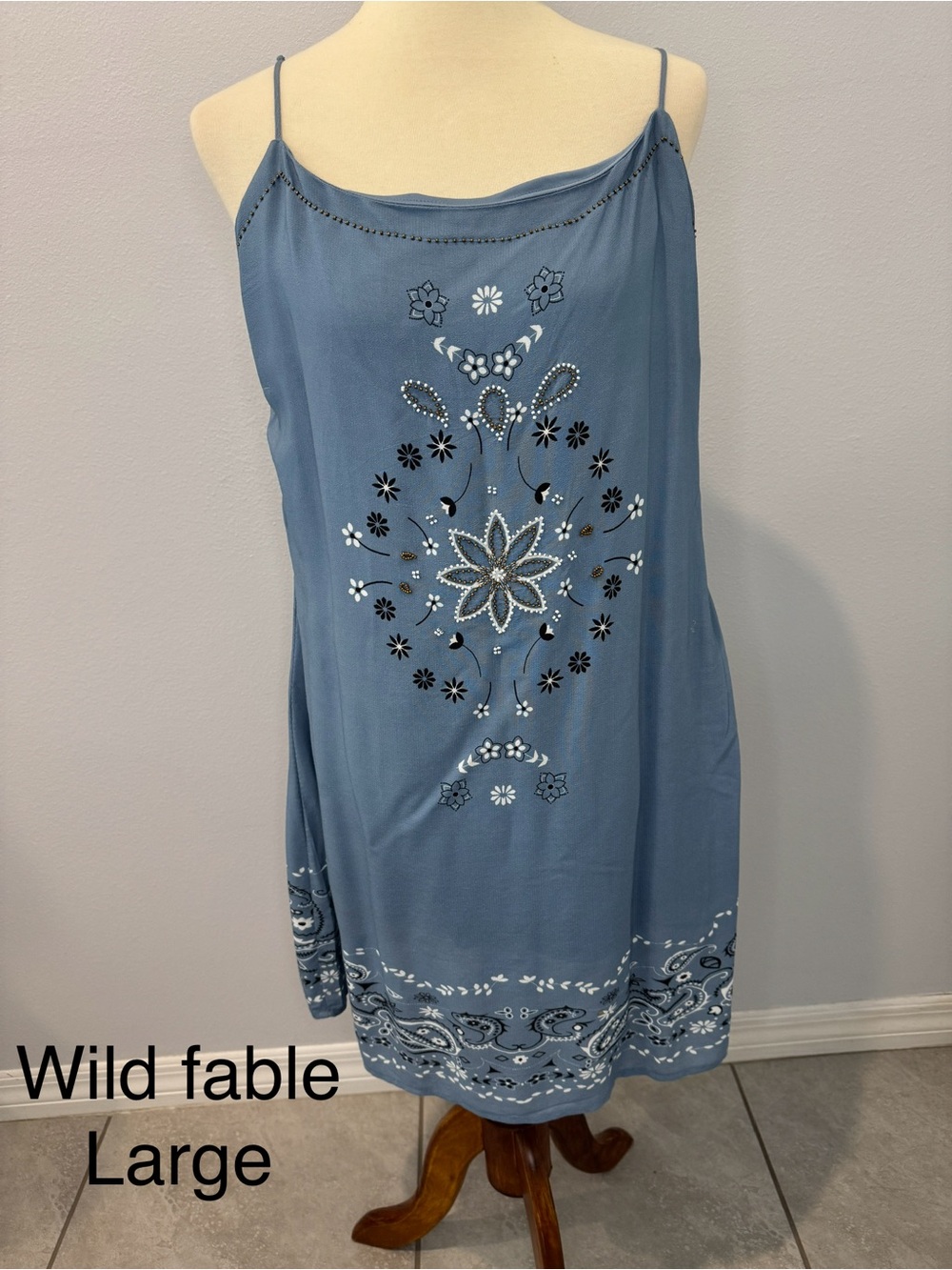 wild fable Dusty Blue Embroidered Slip dress